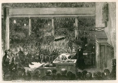 Professor Faraday hält einen Vortrag an der Royal Institution vor HRH Prinz Albert, dem Prinzen von Wales, und Prinz Alfred von Alexander Blaikley